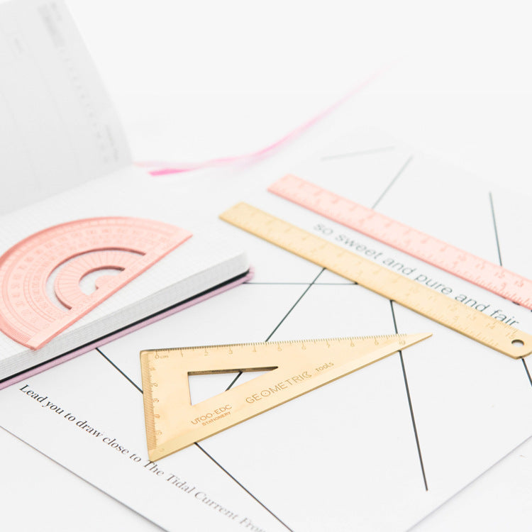 Oficina stationery ruler set - Rose gold square