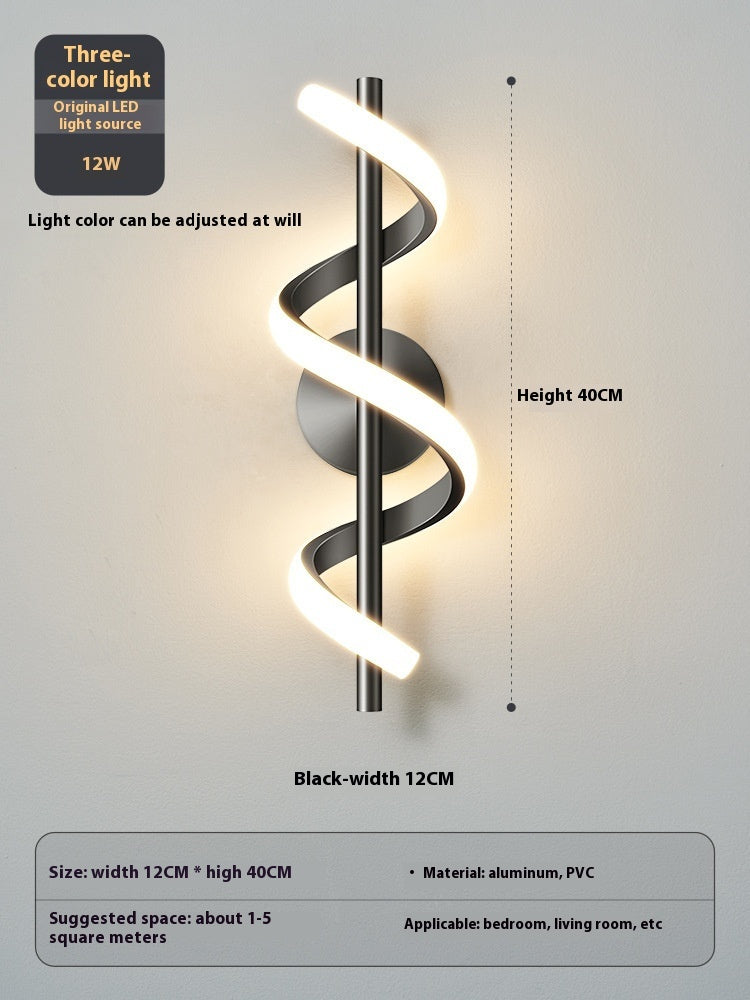 Lámpara de pared minimalista creativa con espiral para dormitorio | Proyect369