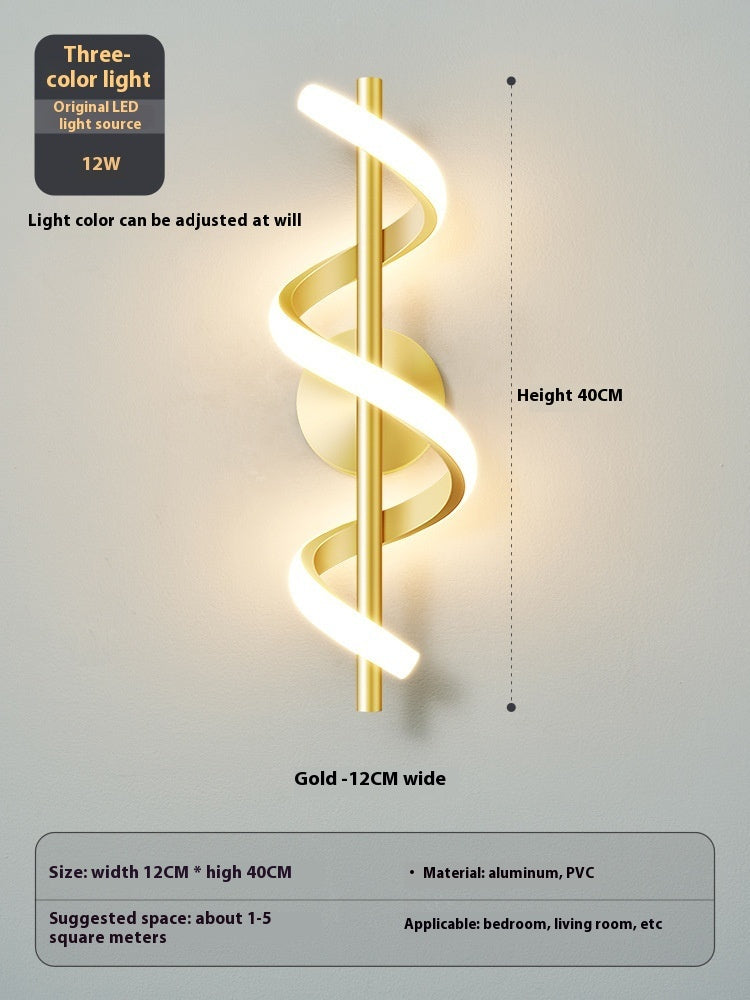 Lámpara de pared minimalista creativa con espiral para dormitorio | Proyect369
