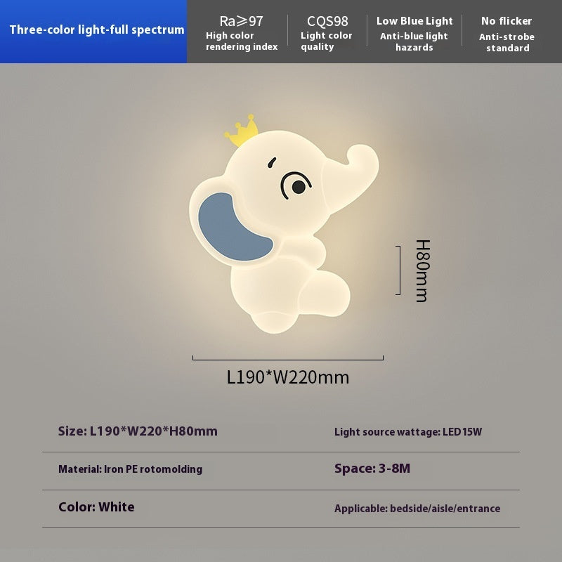 Lámpara infantil con forma de elefante de dibujos animados, estilo crema | Proyect369