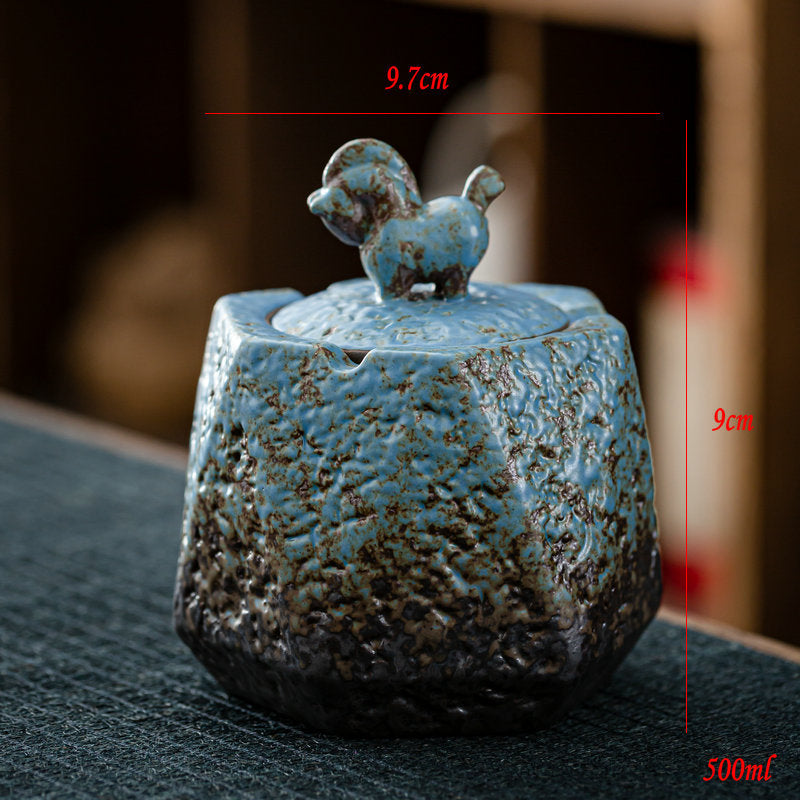 Stoare gilt ceramic ashtray home anti-fly ash con funda | Proyect369