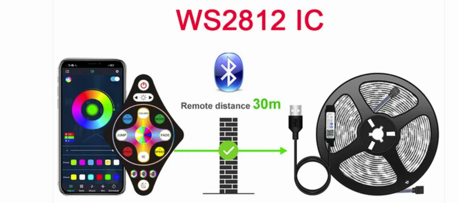 Barra de luz 5050 USB Bluetooth, tira LED flexible de 5 V | Proyect369