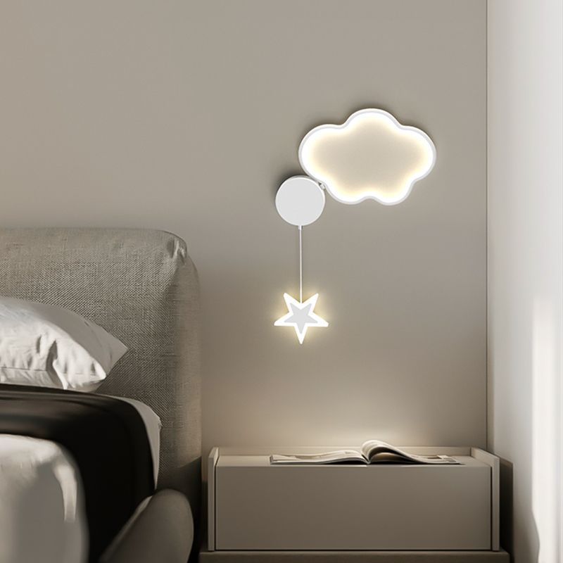 Lámpara de pared para dormitorio con forma de nube y estrella de cinco puntas | Proyect369