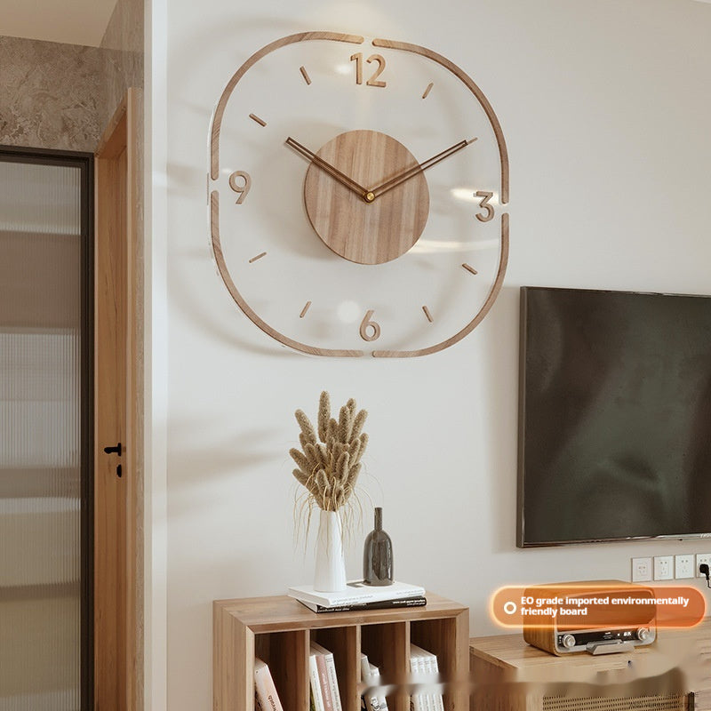 Reloj de pared creativo con marco de madera transparente | Proyect369