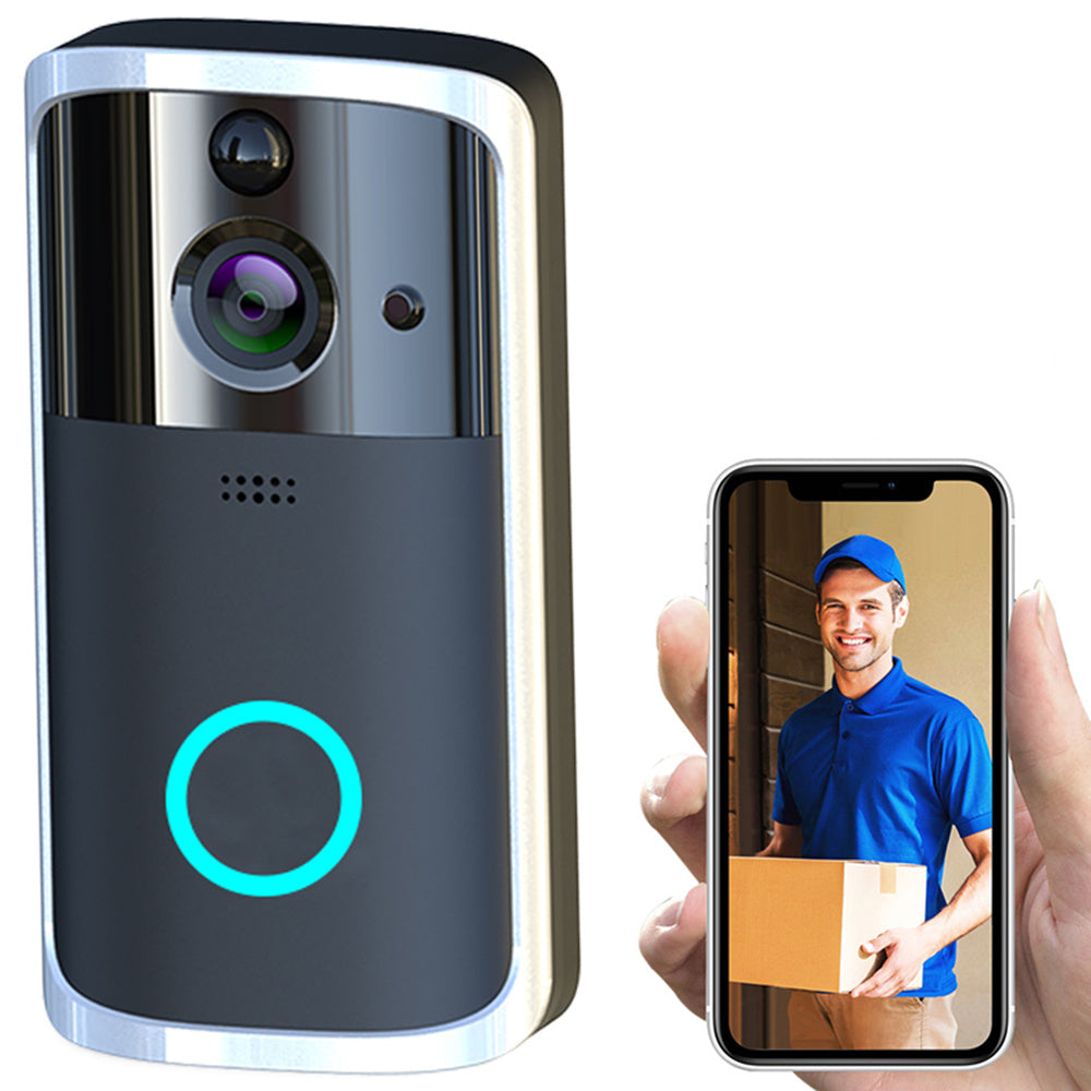WiFi Video Doorbell camera - Silver and three batteries