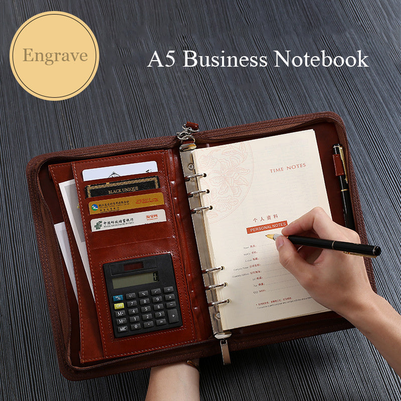 A5 business manager folder creative zipper bolsa oficina folder work meeting record book - A