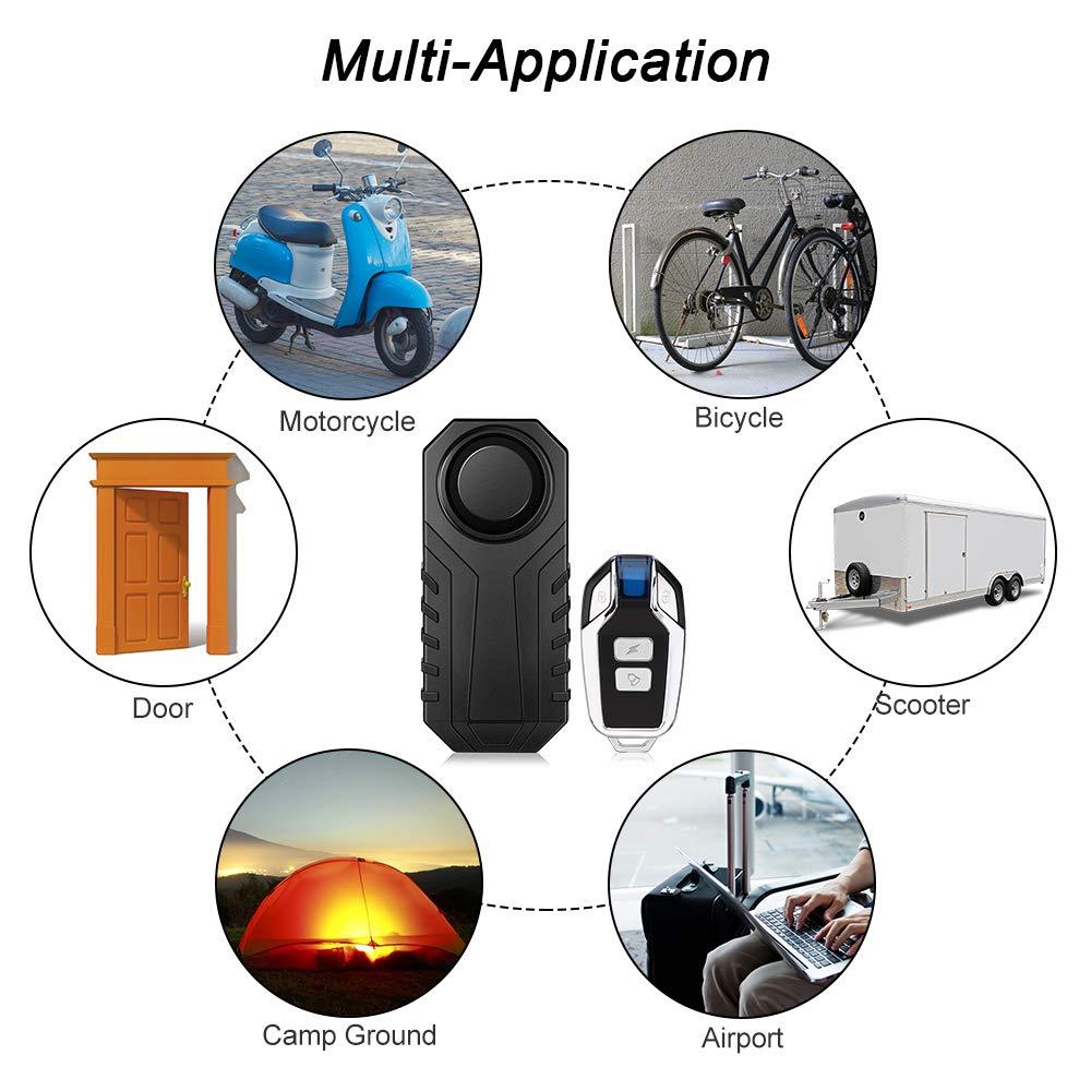 Installation-free rainproof large-volume electric auto alarm bicycle motocicleta anti-theft device - Black
