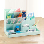 Combination pen soporte, large-capacity student escritorio storage, multi-function pendulum - Macaron blue