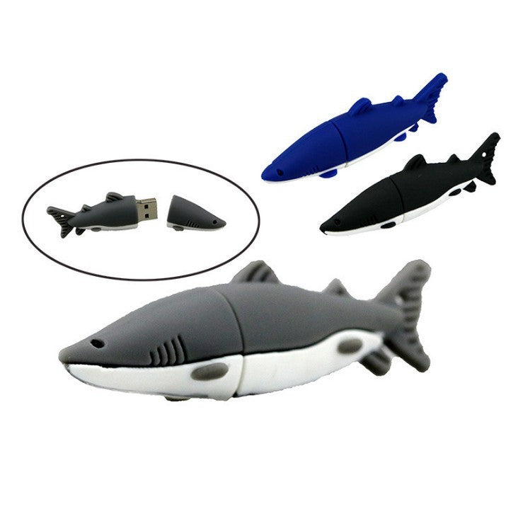 Cartoon shark usb flash drive creative simulation animation usb flash drive 8g16g marine animals - Grey 4GB