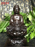 Pure natural black madera products madera carving sakyamuni buddha hogar oficina crafts ornaments - Black 20cm