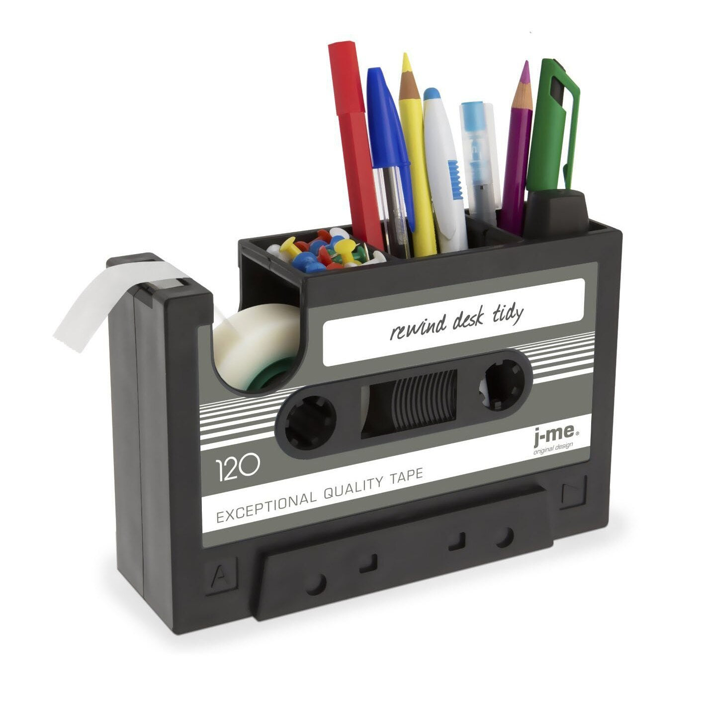 Cassette tape dispenser pen soporte vase pencil pot - Blue