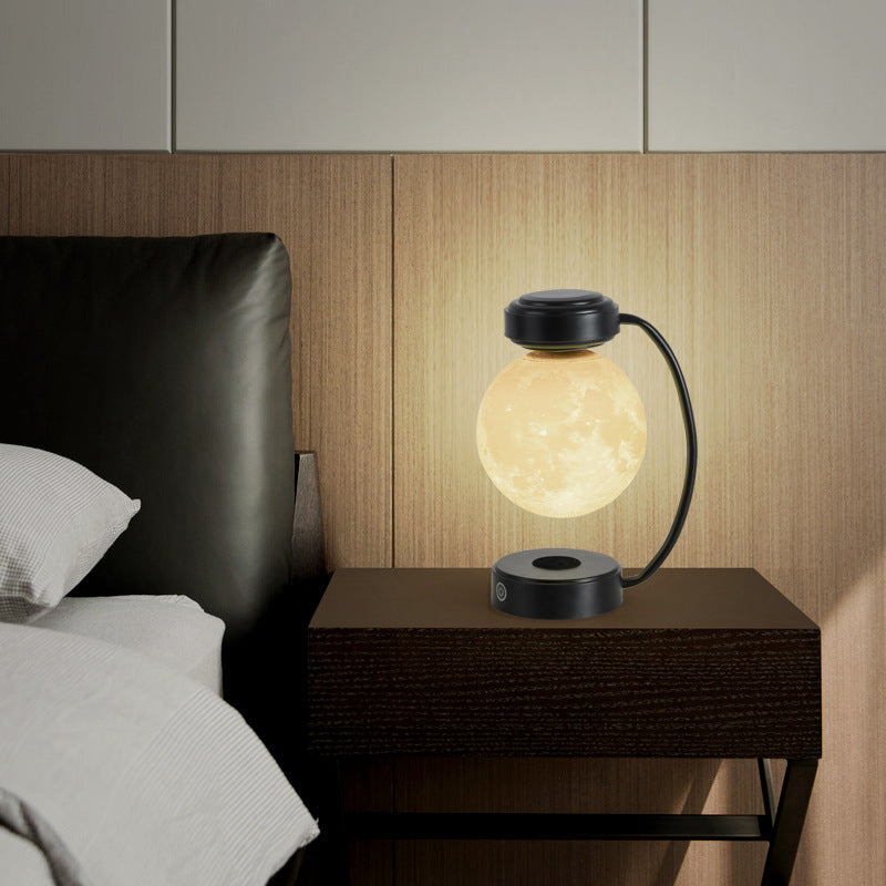 lamp de noche LED 3D con forma de luna, bola magnética giratoria inalámbrica para uso de interior - Black US