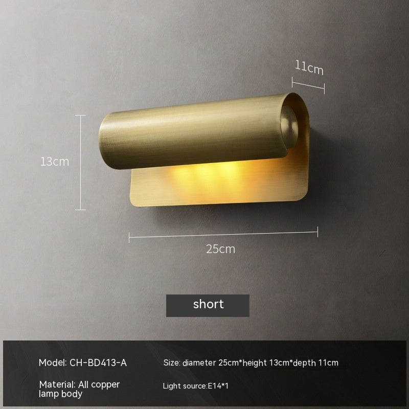Wall Lamp Simple Living Room Bulb Copper Bedroom Bedside | Proyect369