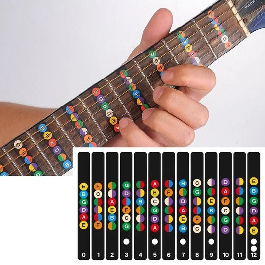 Guitar fretboard sticker notes map labels sticker fingerboard fret decals para 6 cuerda acoustic-electric guitar -