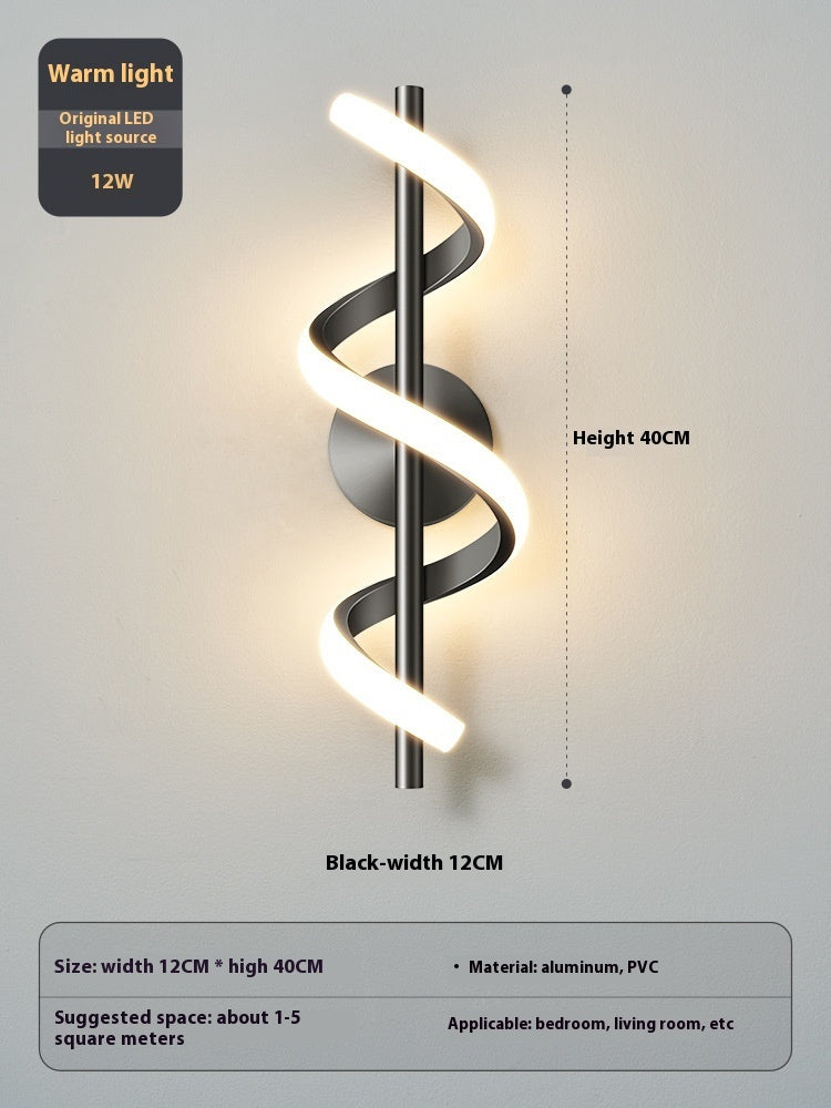 Lámpara de pared minimalista creativa con espiral para dormitorio | Proyect369