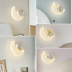 Lámpara de pared de noche con protección ocular y diseño de luna y viento color crema | Proyect369
