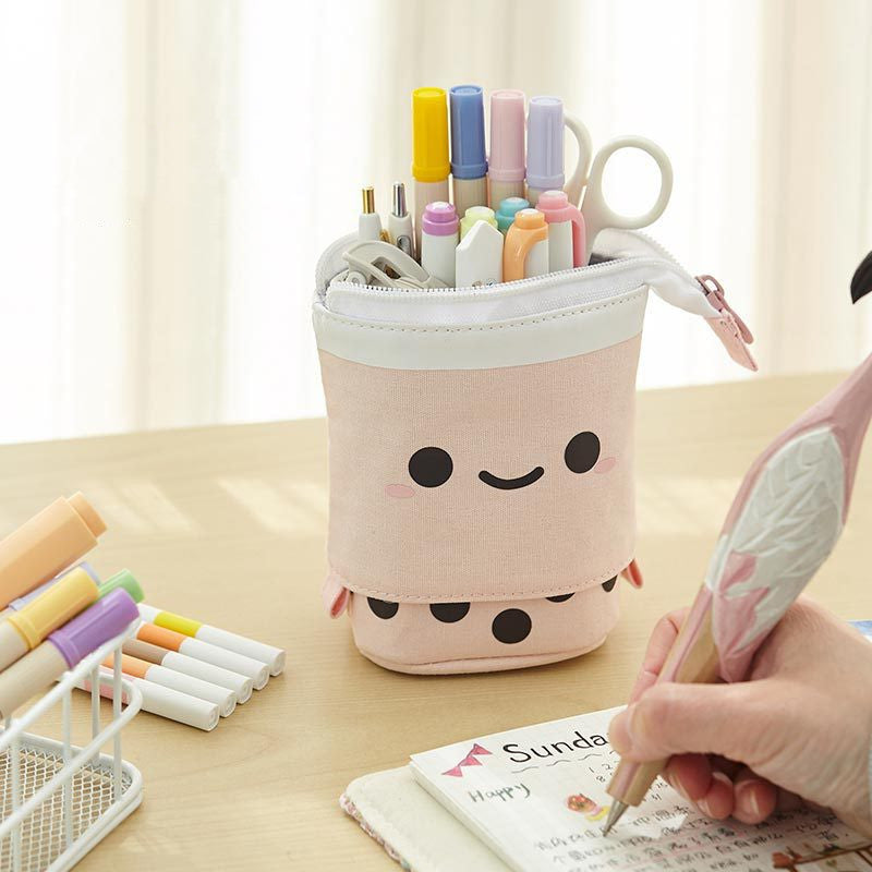 Cute girl heart smiley face multifunctional pen soporte stationery storage bolsa retractable pencil funda - Sweet Potato