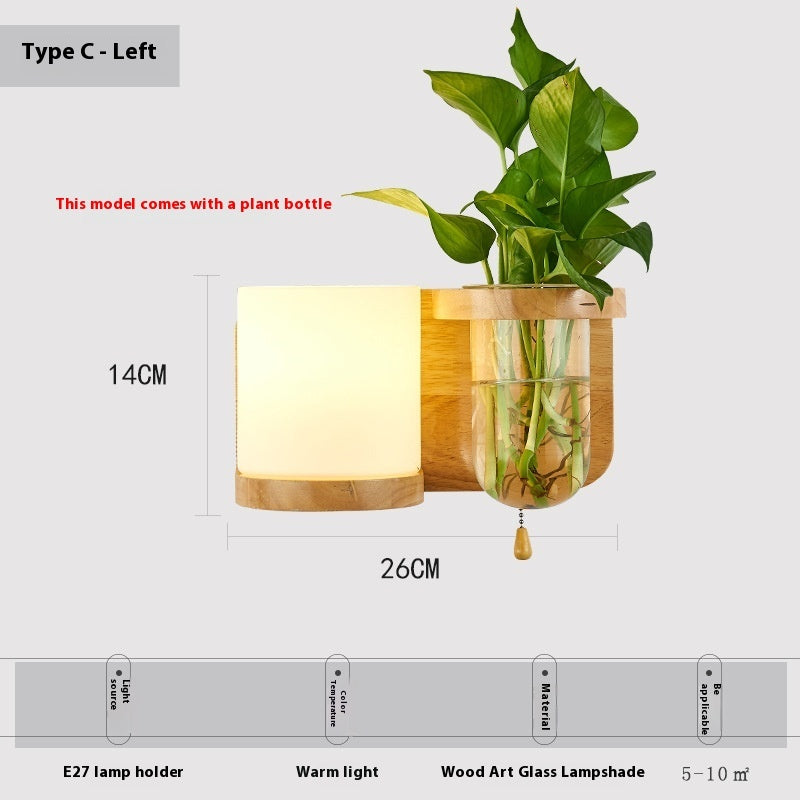 Simple Wooden Wall Lamp Bedroom Bedside Lamp | Proyect369