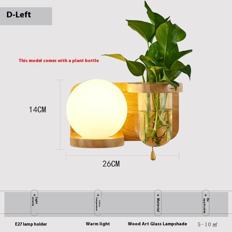 Simple Wooden Wall Lamp Bedroom Bedside Lamp | Proyect369