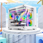 Panoramic glass 360 water-cooled escritorio computadora host - Black