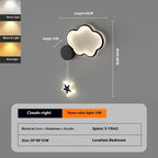 Lámpara de pared para dormitorio con forma de nube y estrella de cinco puntas | Proyect369