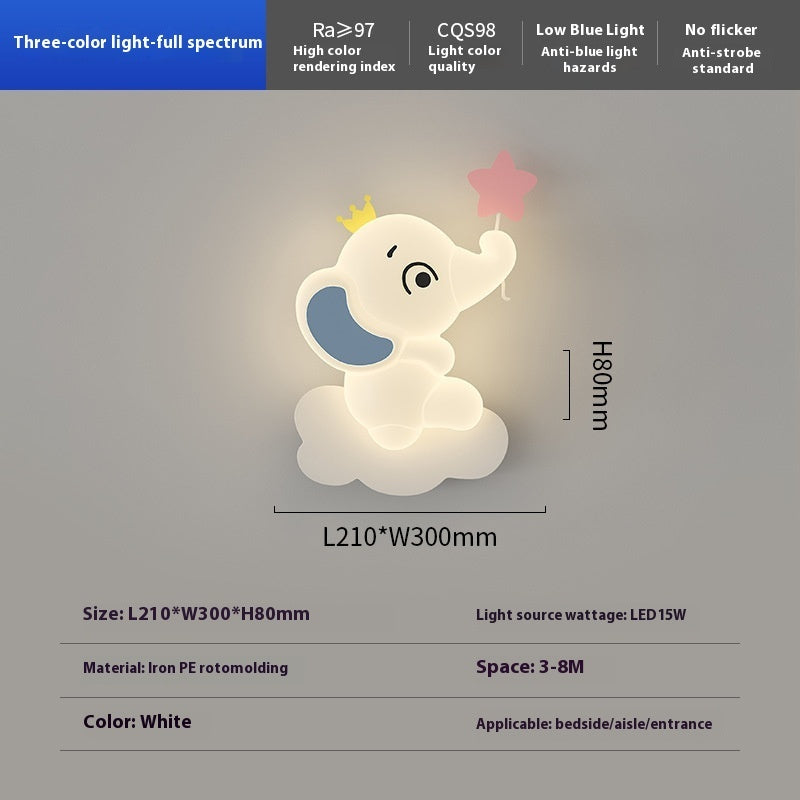 Lámpara infantil con forma de elefante de dibujos animados, estilo crema | Proyect369