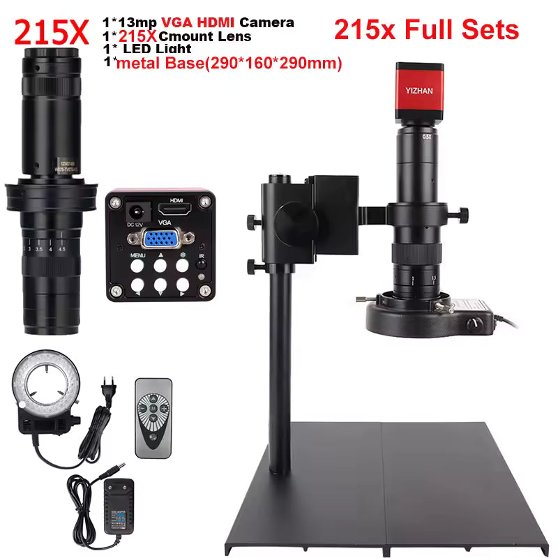 Conjunto Microscopio de vídeo Monocular 13MP HDMI USB 60FPS