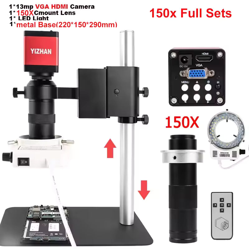 Conjunto Microscopio de vídeo Monocular 13MP HDMI USB 60FPS