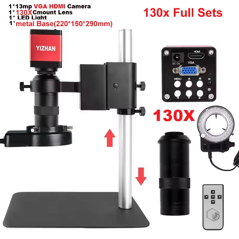 Conjunto Microscopio de vídeo Monocular 13MP HDMI USB 60FPS