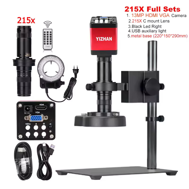 Conjunto Microscopio de vídeo Monocular 13MP HDMI USB 60FPS