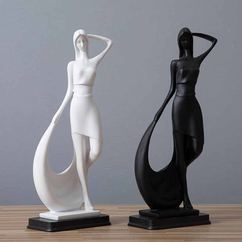 Nordic minimalist abstract modern sculpture figure statue resin crafts hogar decoration - Subwhite smart dancer
