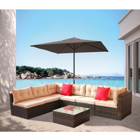 Patio furniture set pe rattan sectional jardín furniture | Proyect369