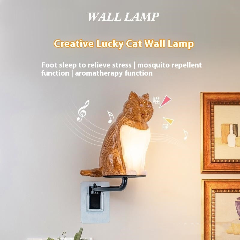 Lámpara de pared creativa con carga USB y adornos de gato | Proyect369