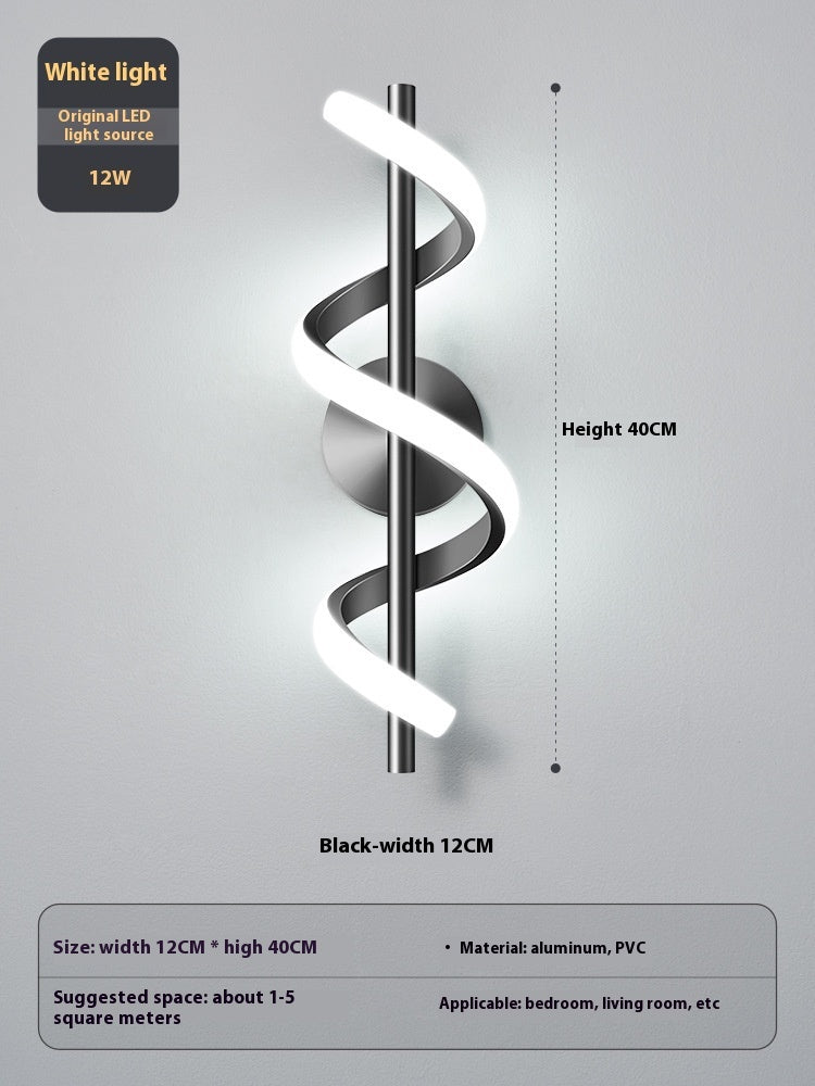 Lámpara de pared minimalista creativa con espiral para dormitorio | Proyect369
