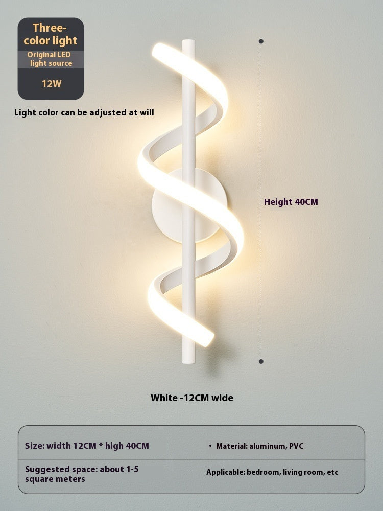 Lámpara de pared minimalista creativa con espiral para dormitorio | Proyect369